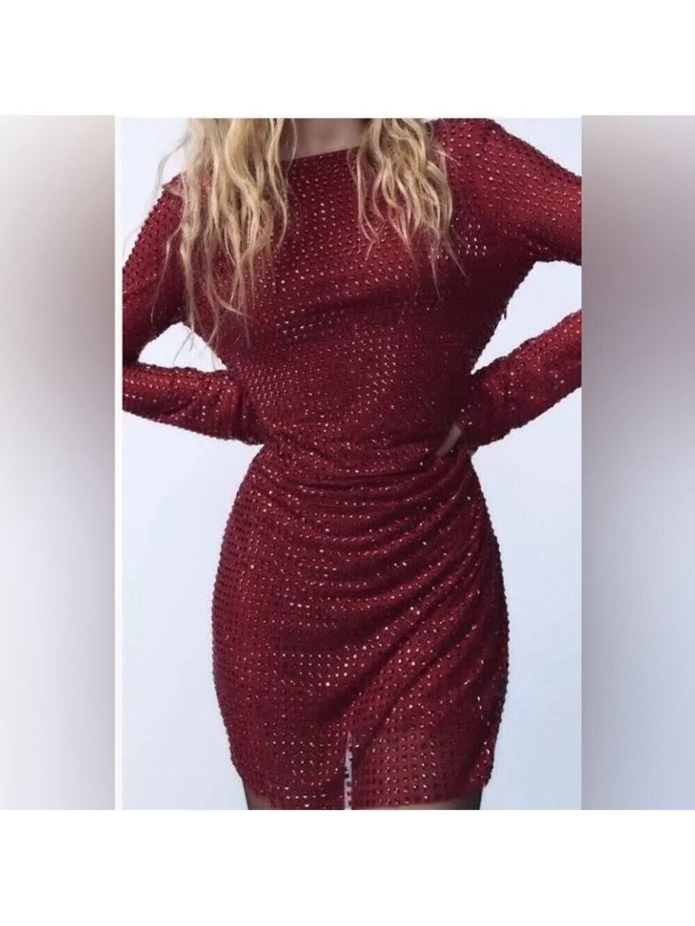 ZARA NEW RHINESTONE TULLE DRESS XL NWOT